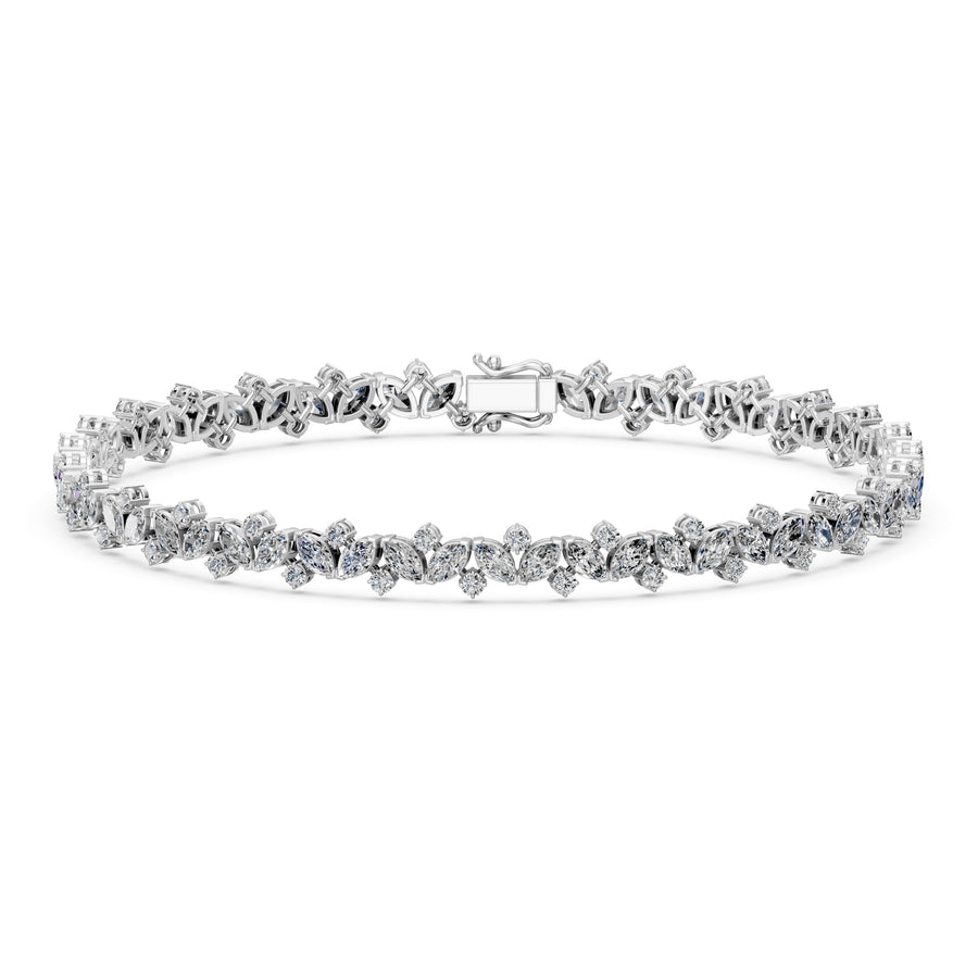 4.45 Carat Marquise Cut Diamond Tennis Bracelet VS1 D F White Gold 14k