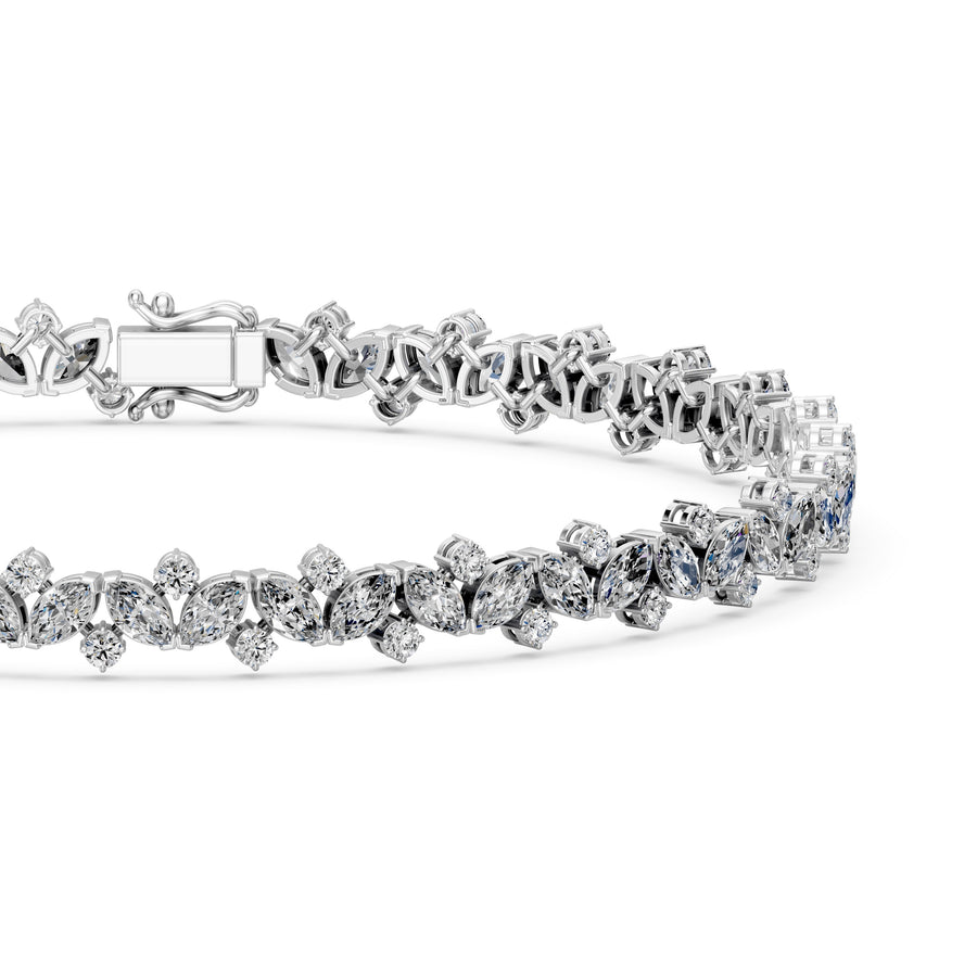 4.45 Carat Marquise Cut Diamond Tennis Bracelet VS1 D F White Gold 14k