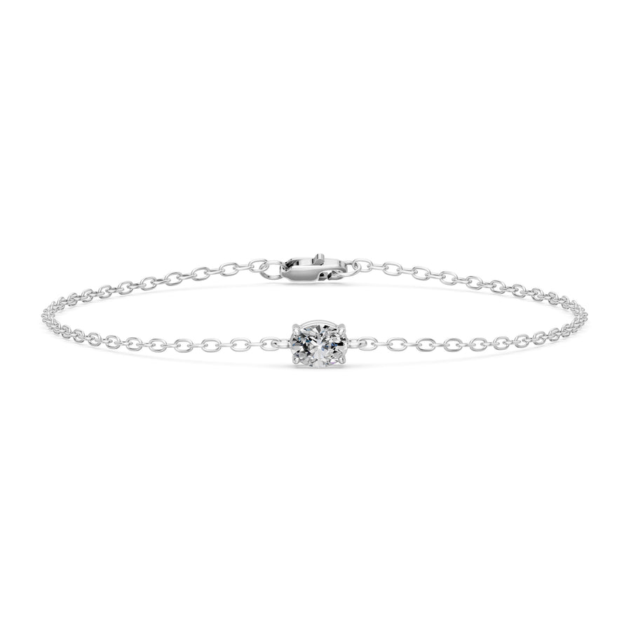 0.55 Carat Oval Cut Diamond Chain Bracelet VS1 D F White Gold 14k