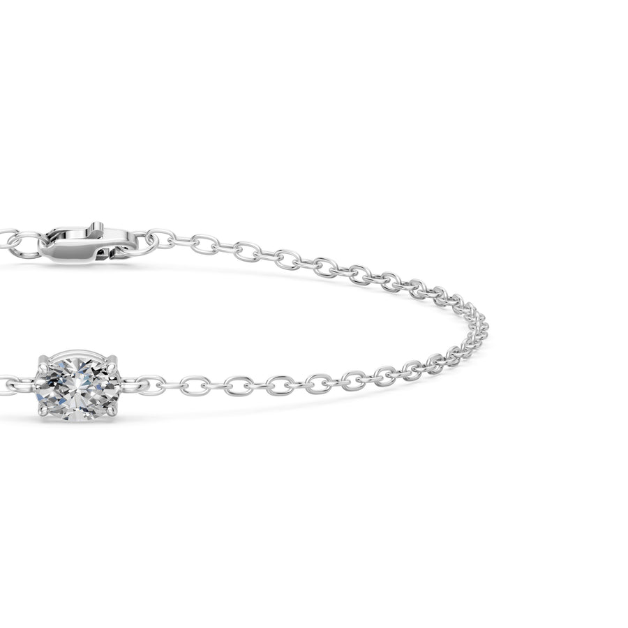 0.55 Carat Oval Cut Diamond Chain Bracelet VS1 D F White Gold 14k