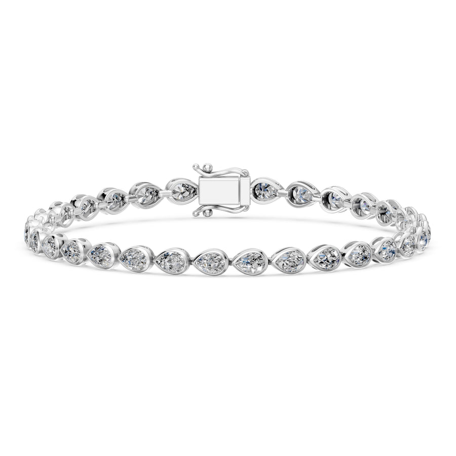 6.29 Carat Pear Cut Diamond Tennis Bracelet VS1 D F White Gold 14k