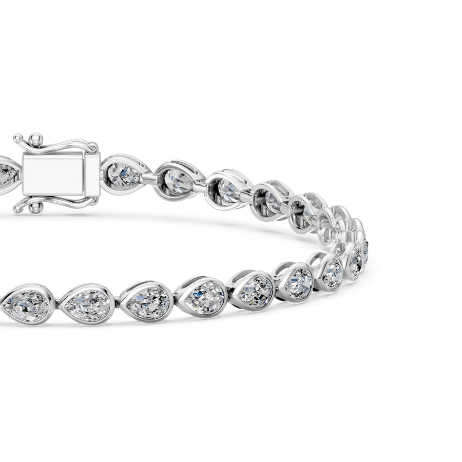 6.29 Carat Pear Cut Diamond Tennis Bracelet VS1 D F White Gold 14k
