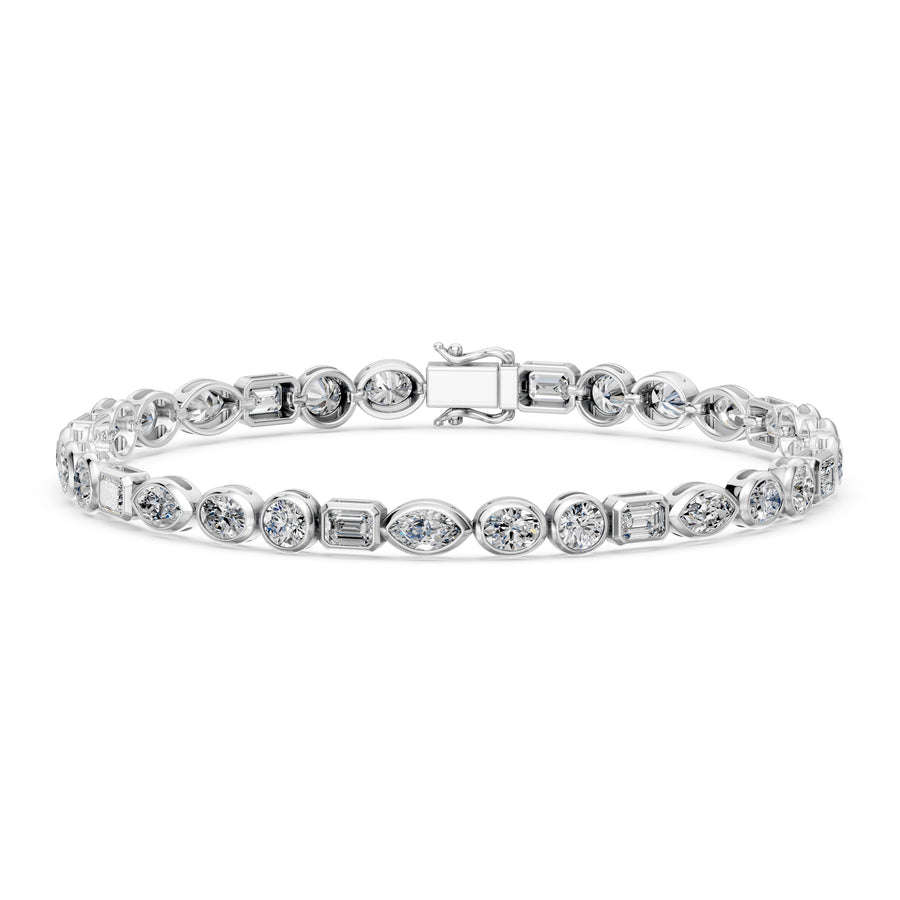 7.06 Carat Emerald Cut Diamond Tennis Bracelet VS1 D F White Gold 14k