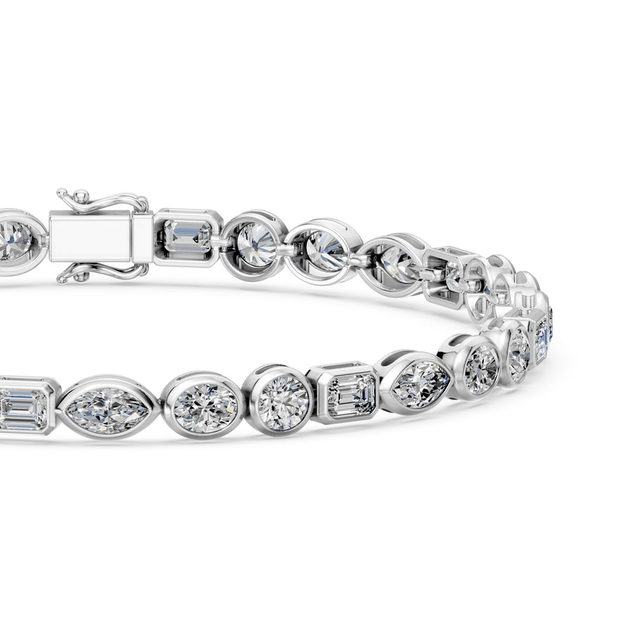 7.06 Carat Emerald Cut Diamond Tennis Bracelet VS1 D F White Gold 14k