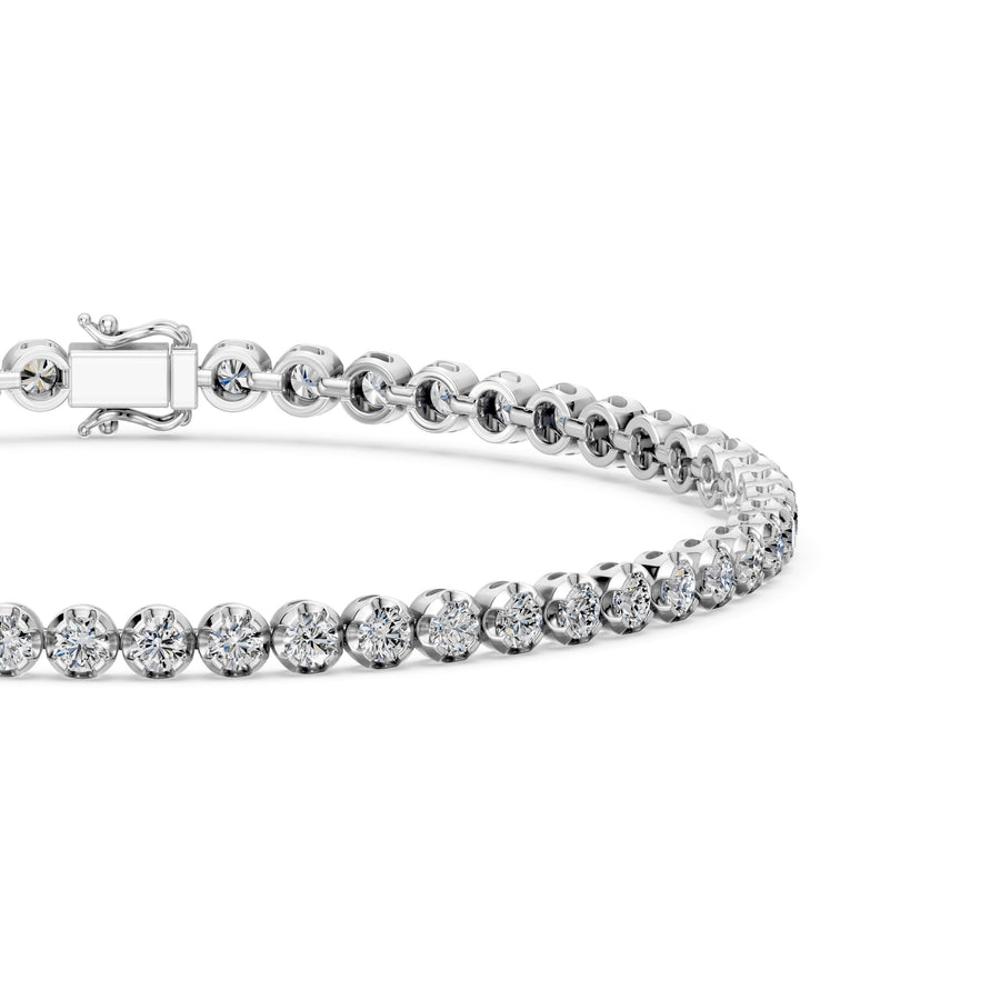 3.97 Carat Round Cut Diamond Tennis Bracelet VS1 D F White Gold 14k