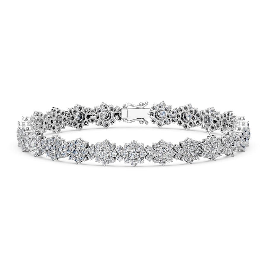 7.16 Carat Round Cut Diamond Tennis Bracelet VS1 D F White Gold 14k