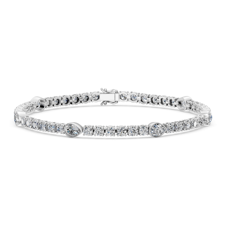 9.08 Carat Marquise Cut Diamond Tennis Bracelet VS1 D F White Gold 14k