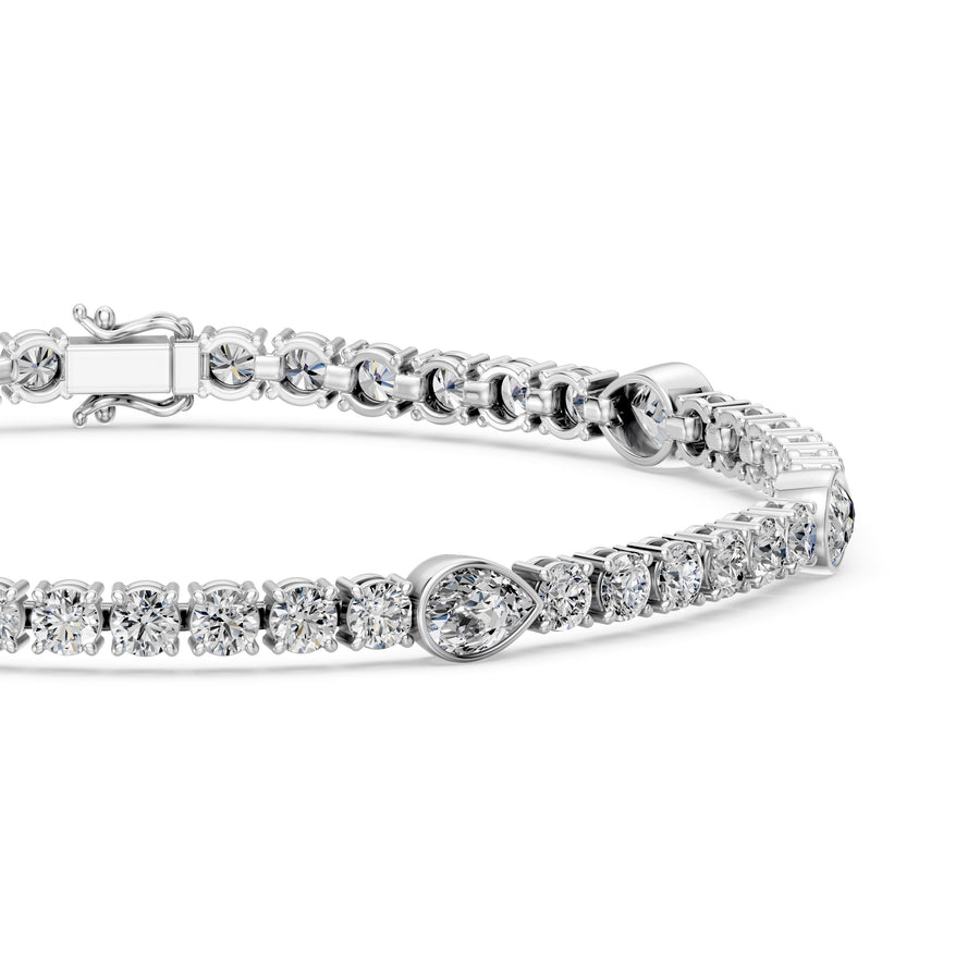 9.08 Carat Marquise Cut Diamond Tennis Bracelet VS1 D F White Gold 14k