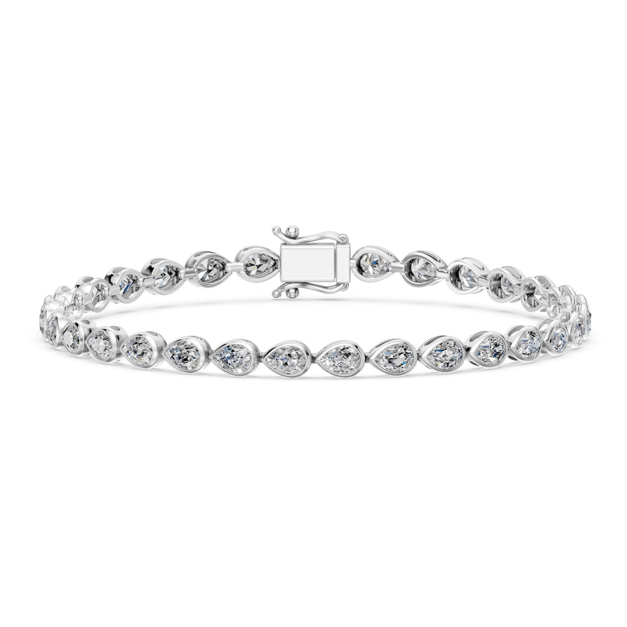 6.29 Carat Pear Cut Diamond Tennis Bracelet VS1 D F White Gold 14k