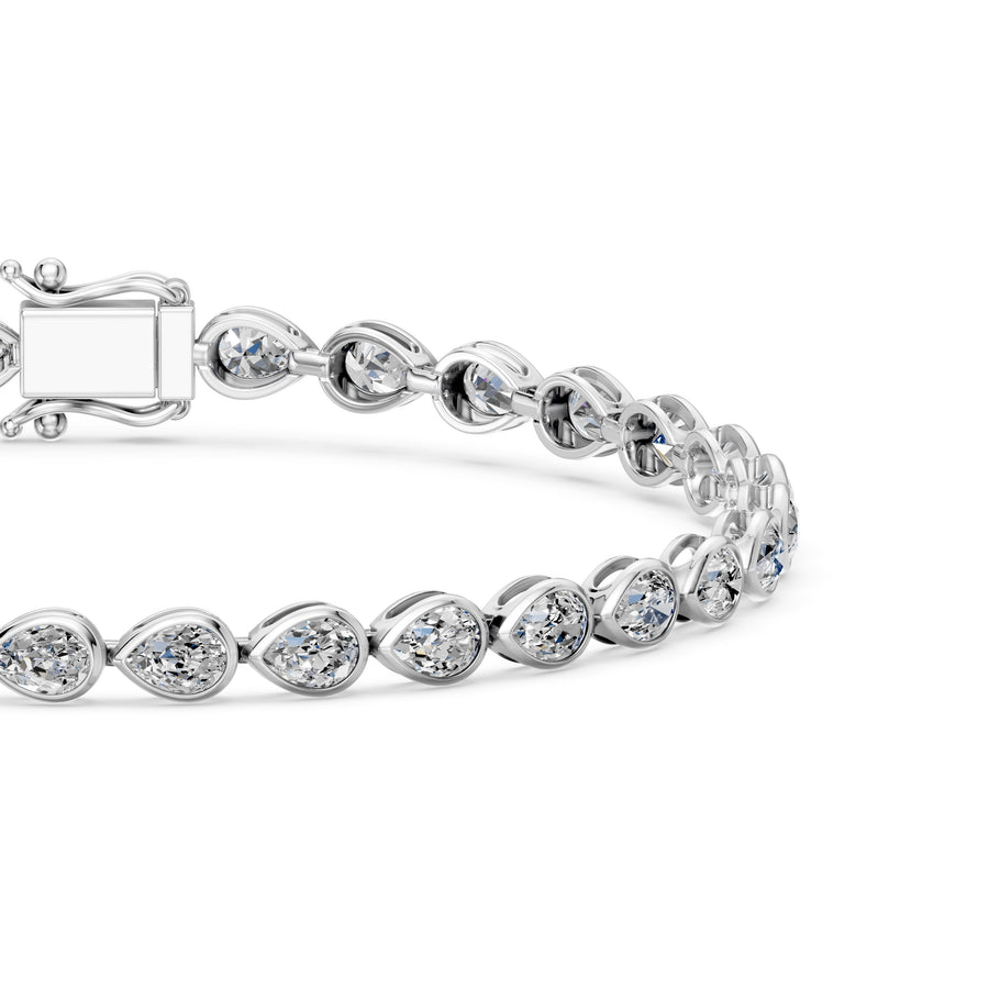 6.29 Carat Pear Cut Diamond Tennis Bracelet VS1 D F White Gold 14k
