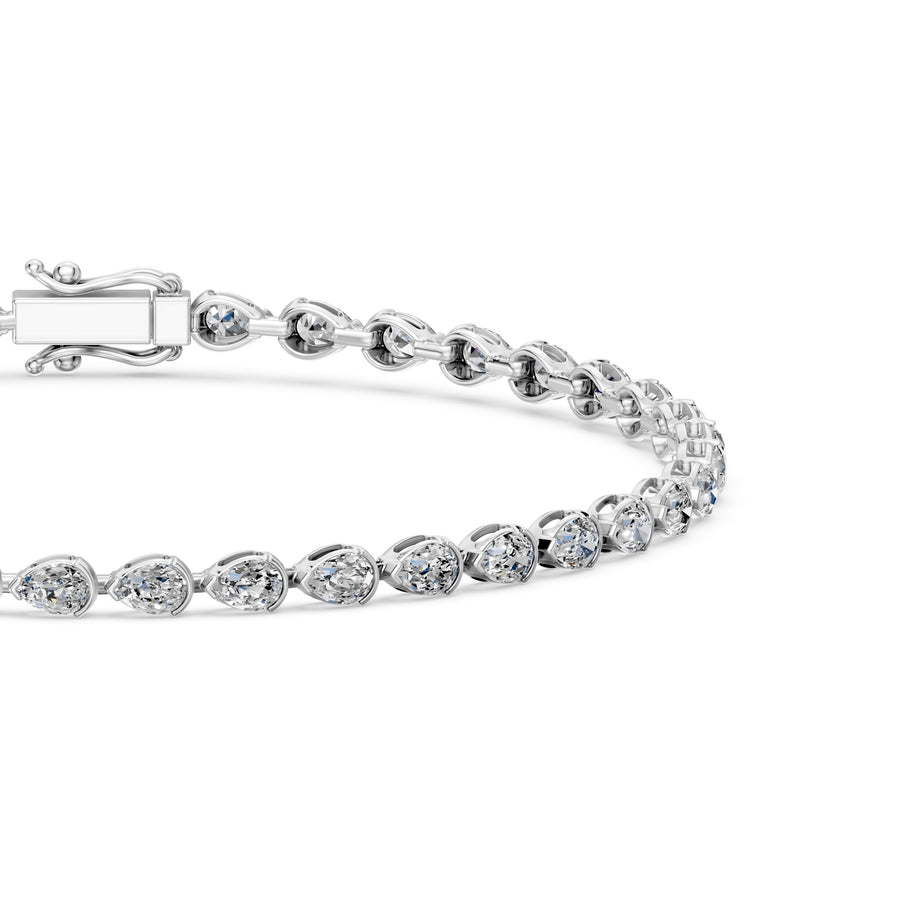 4.1 Carat Pear Cut Diamond Tennis Bracelet VS1 D F White Gold 14k