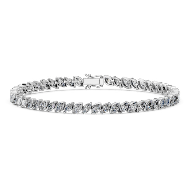 5.2 Carat Marquise Cut Diamond Tennis Bracelet VS1 D F White Gold 14k