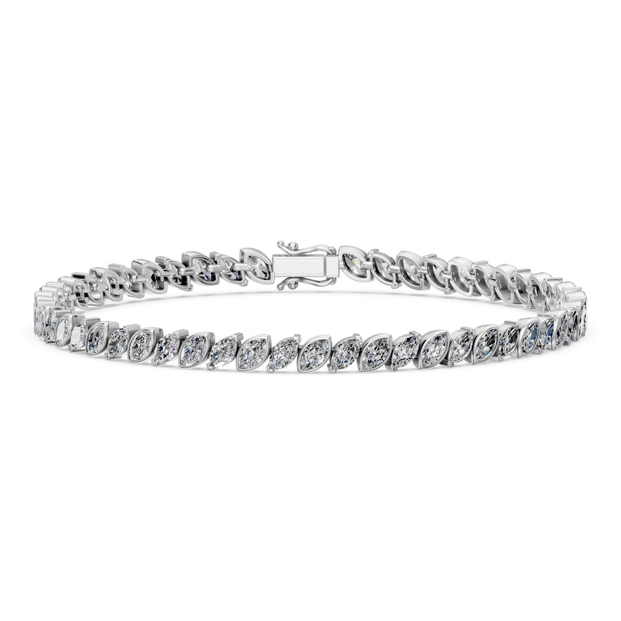 5.2 Carat Marquise Cut Diamond Tennis Bracelet VS1 D F White Gold 14k