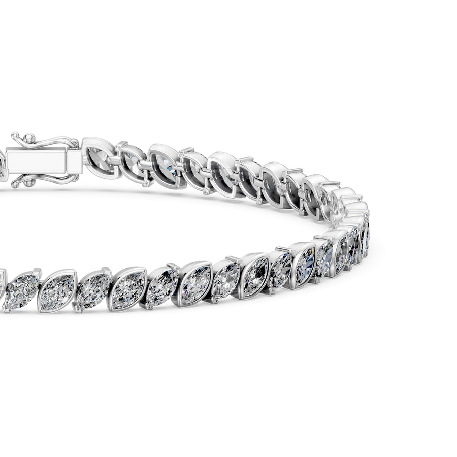 5.2 Carat Marquise Cut Diamond Tennis Bracelet VS1 D F White Gold 14k
