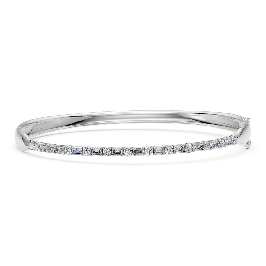 1.6 Carat Round Emerald Cut Diamond Tennis Bracelet VS1 D F White Gold 14k
