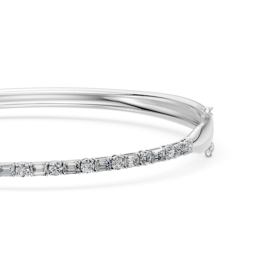 1.6 Carat Round Emerald Cut Diamond Tennis Bracelet VS1 D F White Gold 14k
