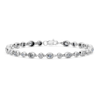 3.38 Carat Oval Round Cut Diamond Tennis Bracelet VS1 D F White Gold 14k