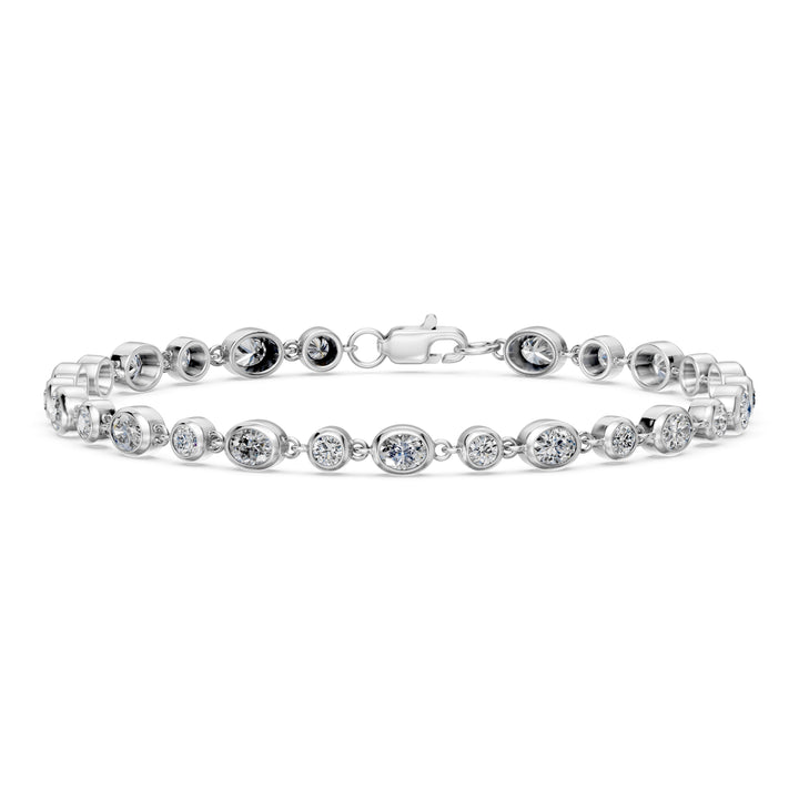 3.38 Carat Oval Round Cut Diamond Tennis Bracelet VS1 D F White Gold 14k — product image