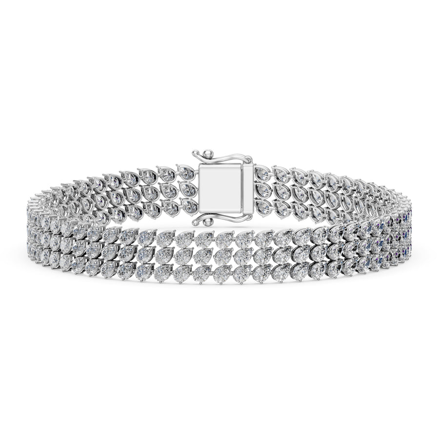 12.28 Carat Pear Cut Diamond Tennis Bracelet VS1 D F White Gold 14k