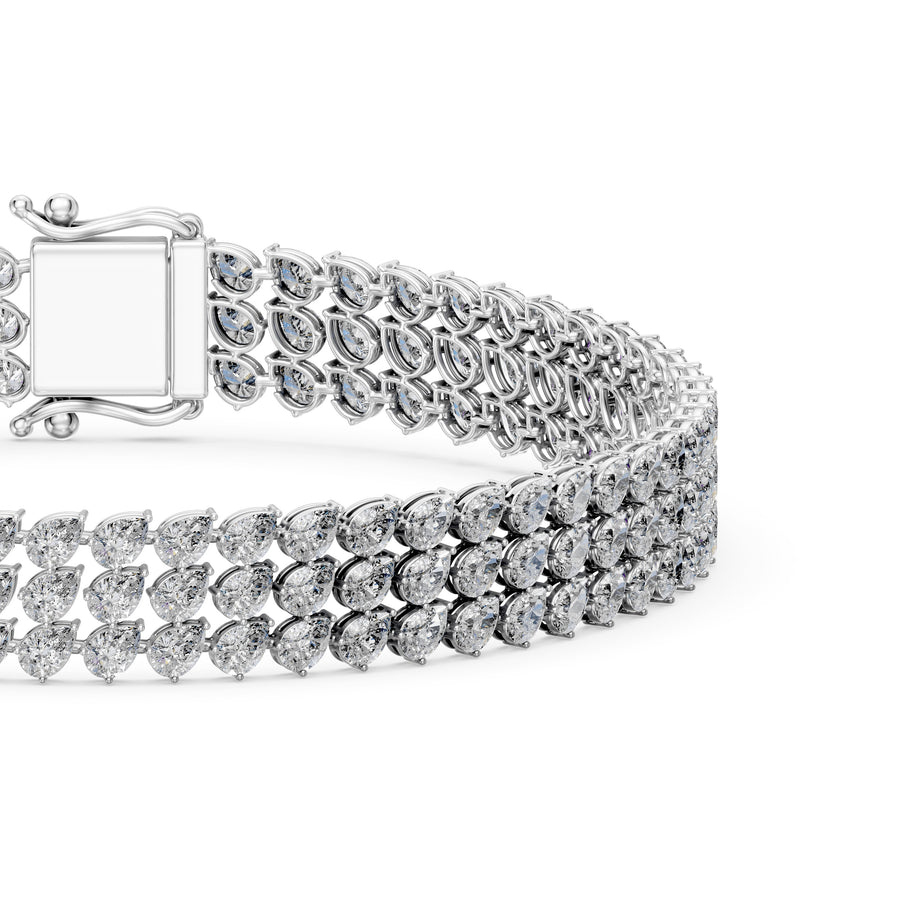 12.28 Carat Pear Cut Diamond Tennis Bracelet VS1 D F White Gold 14k