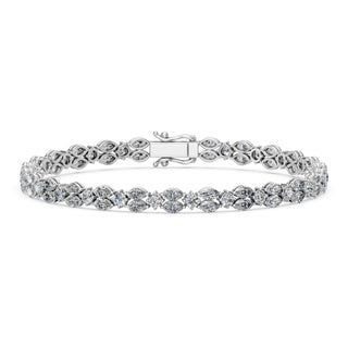 6.44 Carat Marquise Round Cut Diamond Tennis Bracelet VS1 D F White Gold 14k