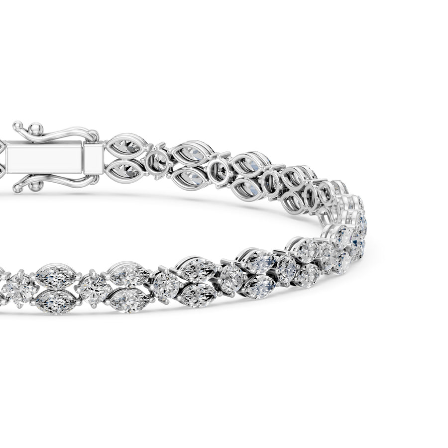 6.44 Carat Marquise Round Cut Diamond Tennis Bracelet VS1 D F White Gold 14k