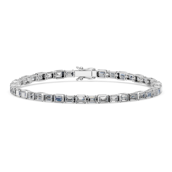 6.72 Carat Emerald Cut Diamond Tennis Bracelet VS1 D F White Gold 14k — product image