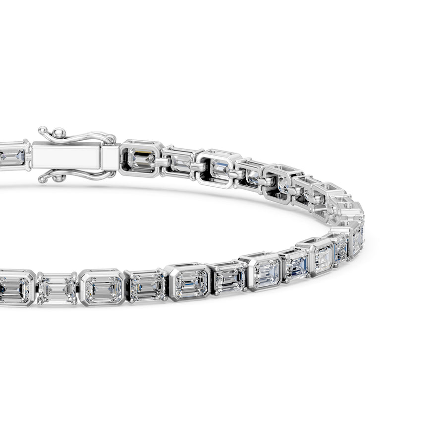 6.72 Carat Emerald Cut Diamond Tennis Bracelet VS1 D F White Gold 14k