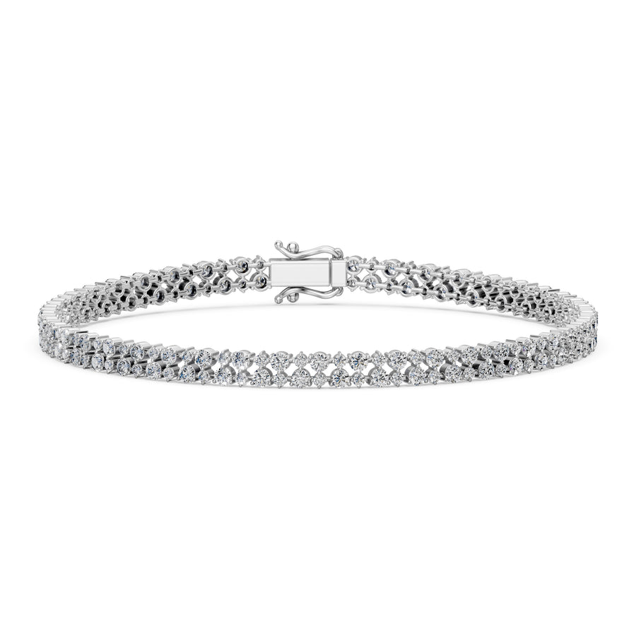3.7 Carat Round Cut Diamond Tennis Bracelet VS1 D F White Gold 14k