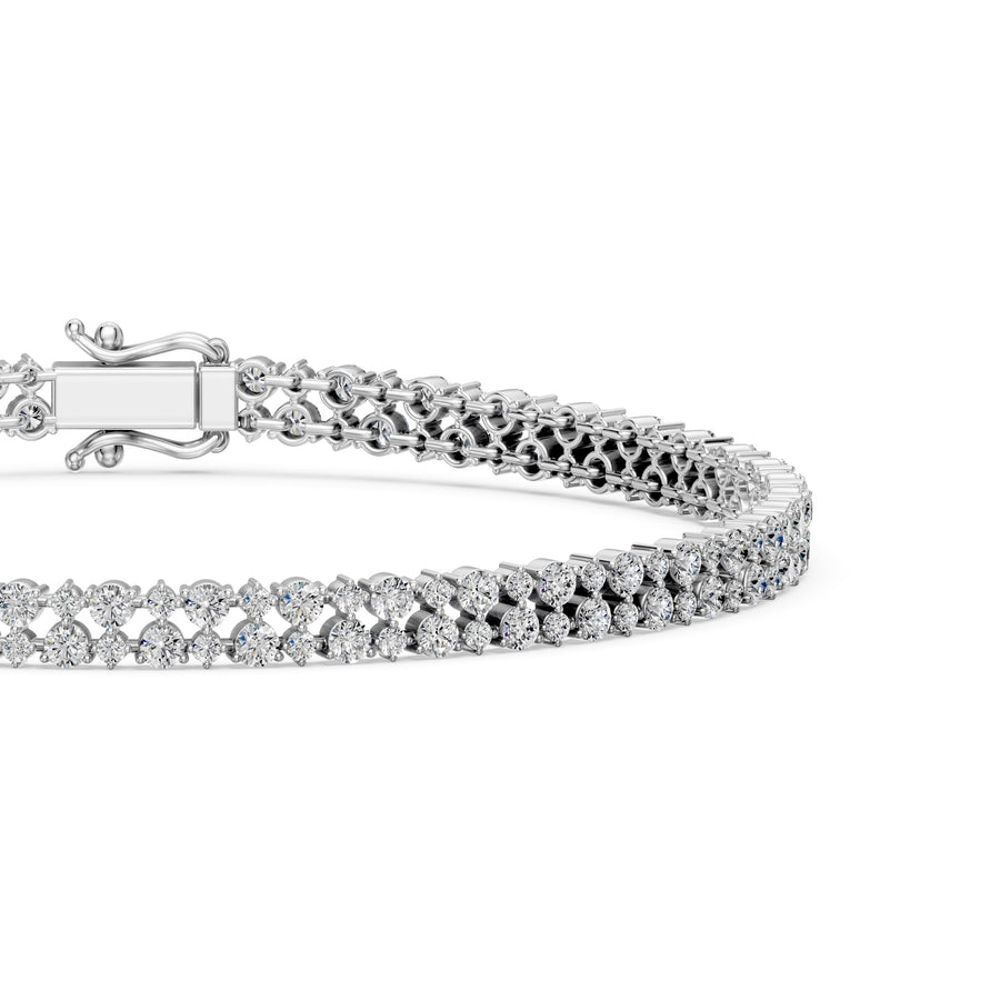 3.7 Carat Round Cut Diamond Tennis Bracelet VS1 D F White Gold 14k