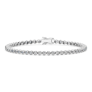 3.08 Carat Round Cut Diamond Tennis Bracelet VS1 D F White Gold 14k