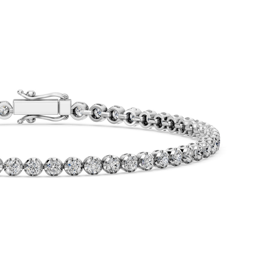 3.08 Carat Round Cut Diamond Tennis Bracelet VS1 D F White Gold 14k