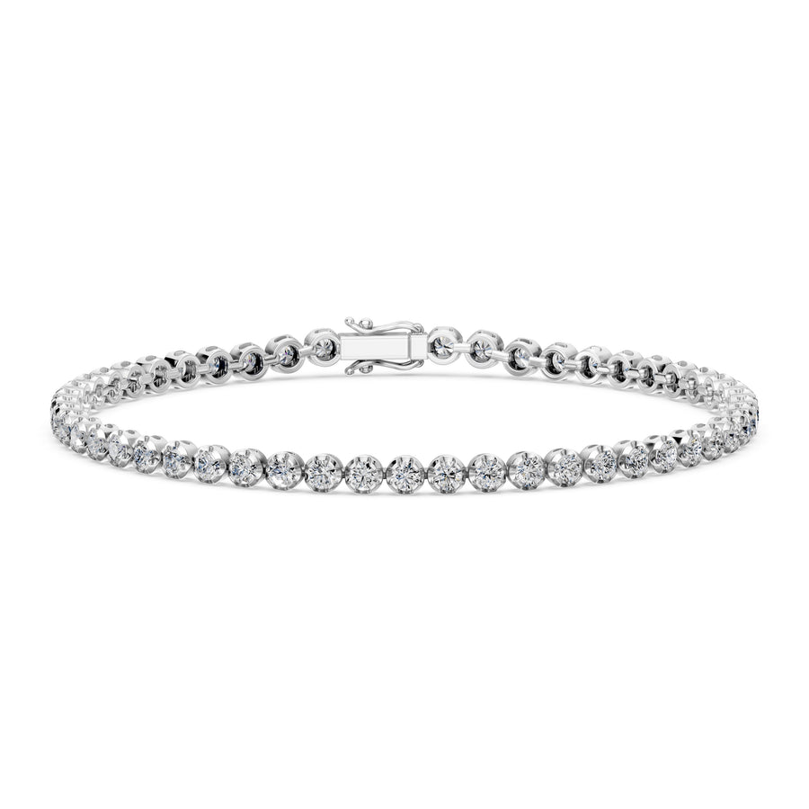 3.6 Carat Round Cut Diamond Tennis Bracelet VS1 D F White Gold 14k