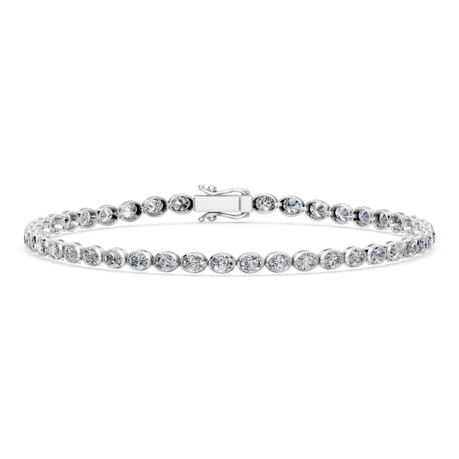 5.04 Carat Oval Cut Diamond Tennis Bracelet VS1 D F White Gold 14k