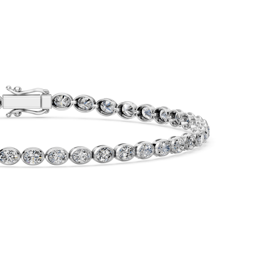5.04 Carat Oval Cut Diamond Tennis Bracelet VS1 D F White Gold 14k