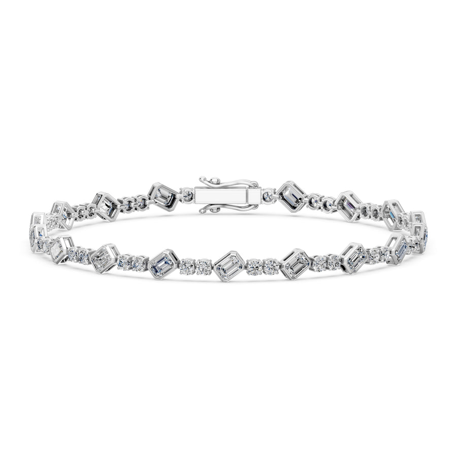 4.78 Carat Emerald Cut Diamond Tennis Bracelet VS1 D F White Gold 14k