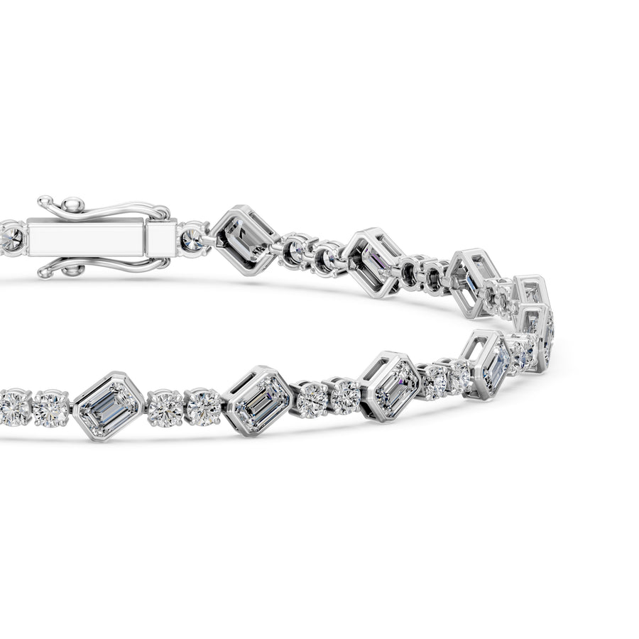 4.78 Carat Emerald Cut Diamond Tennis Bracelet VS1 D F White Gold 14k