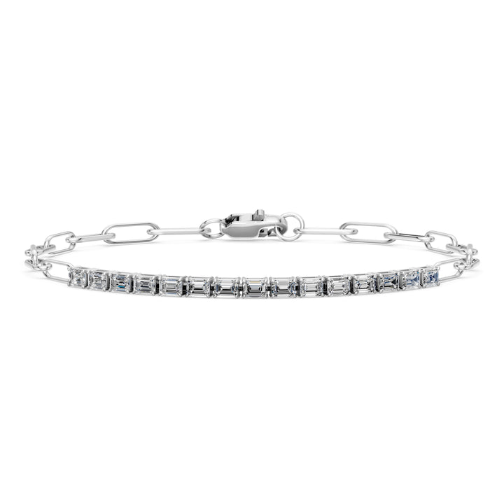 1.81 Carat Emerald Cut Diamond Chain Bracelet VS1 D F White Gold 14k — product image