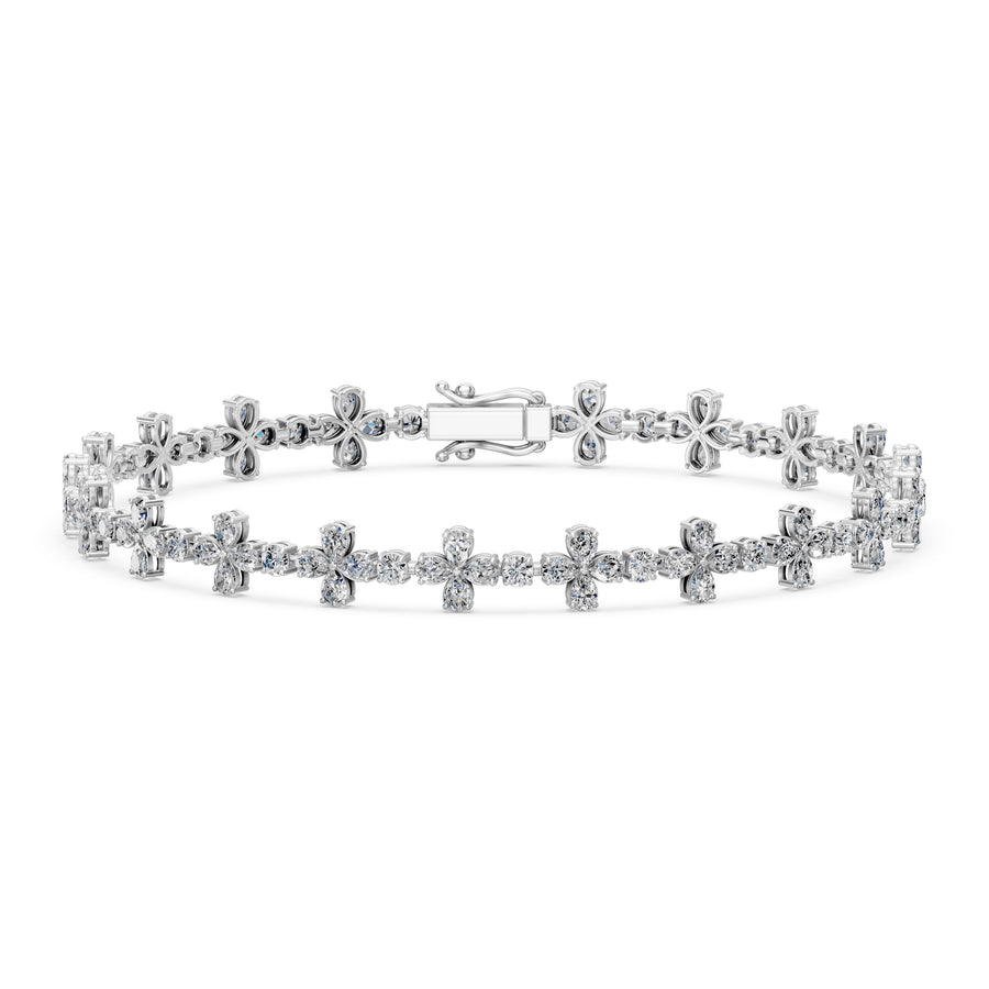 4.3 Carat Pear Cut Diamond Tennis Bracelet VS1 D F White Gold 14k