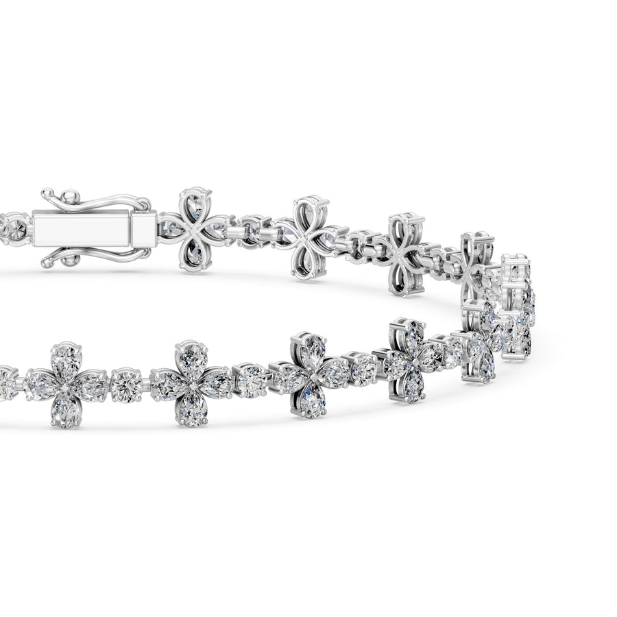 4.3 Carat Pear Cut Diamond Tennis Bracelet VS1 D F White Gold 14k