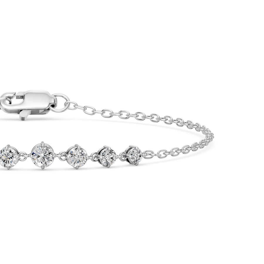 0.91 Carat Round Cut Diamond Chain Bracelet VS1 D F White Gold 14k