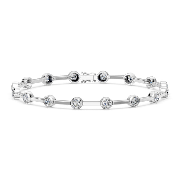 2.99 Carat Round Cut Diamond Bangle Bracelet VS1 D F White Gold 14k