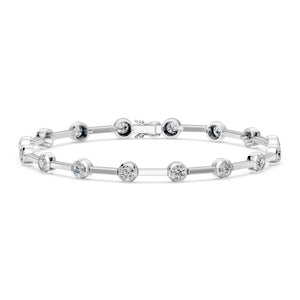 2.99 Carat Round Cut Diamond Bangle Bracelet VS1 D F White Gold 14k