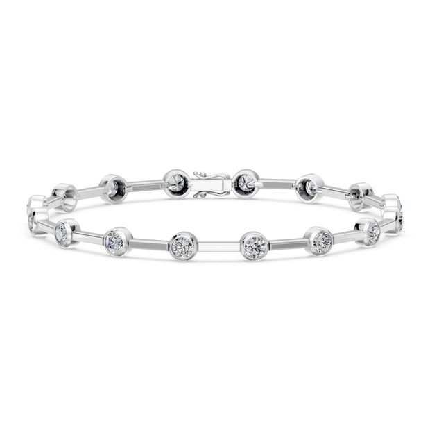 2.99 Carat Round Cut Diamond Bangle Bracelet VS1 D F White Gold 14k