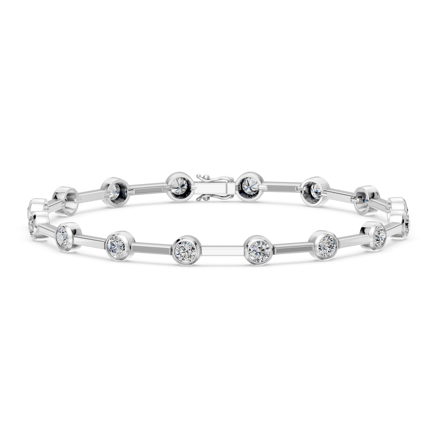 2.99 Carat Round Cut Diamond Bangle Bracelet VS1 D F White Gold 14k