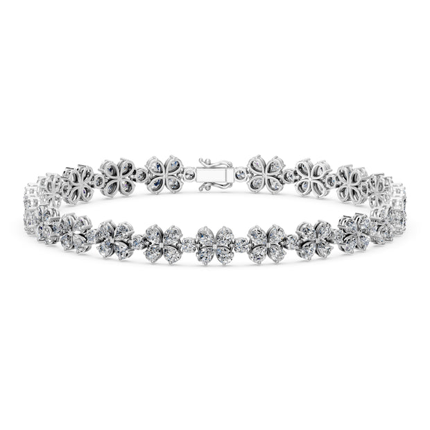 6.49 Carat Pear Cut Diamond Tennis Bracelet VS1 D F White Gold 14k