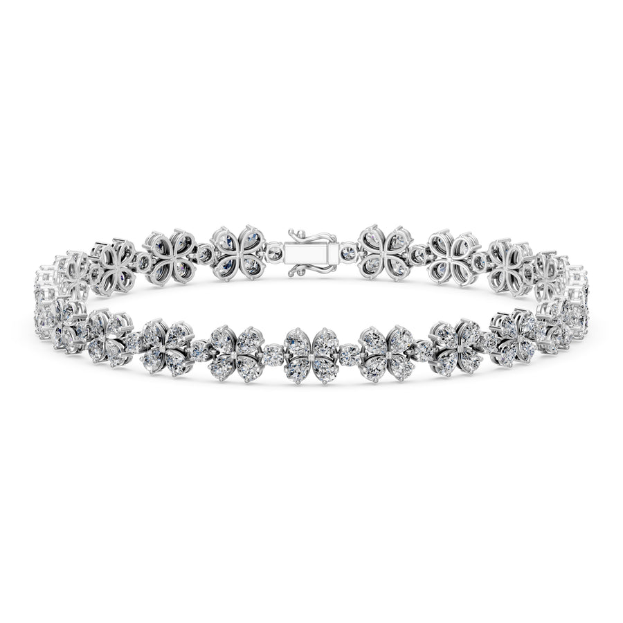 6.49 Carat Pear Cut Diamond Tennis Bracelet VS1 D F White Gold 14k