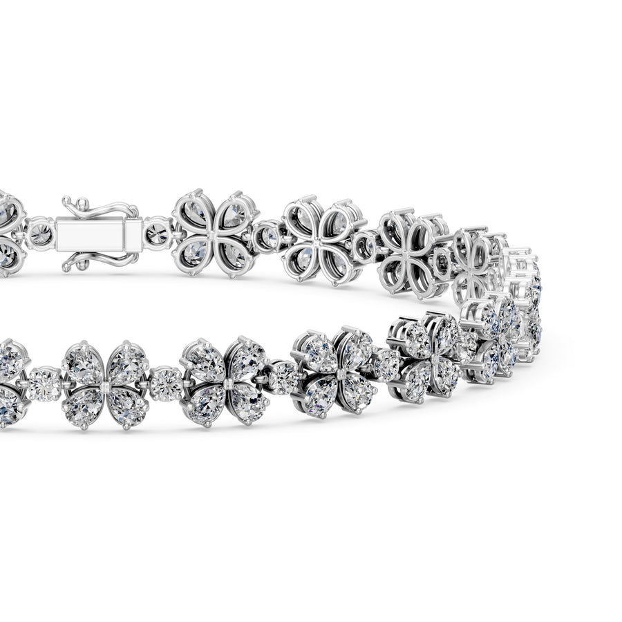 6.49 Carat Pear Cut Diamond Tennis Bracelet VS1 D F White Gold 14k