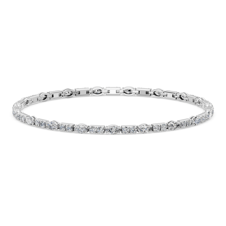 3.99 Carat Marquise Cut Diamond Tennis Bracelet VS1 D F White Gold 14k