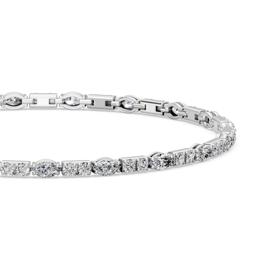 3.99 Carat Marquise Cut Diamond Tennis Bracelet VS1 D F White Gold 14k
